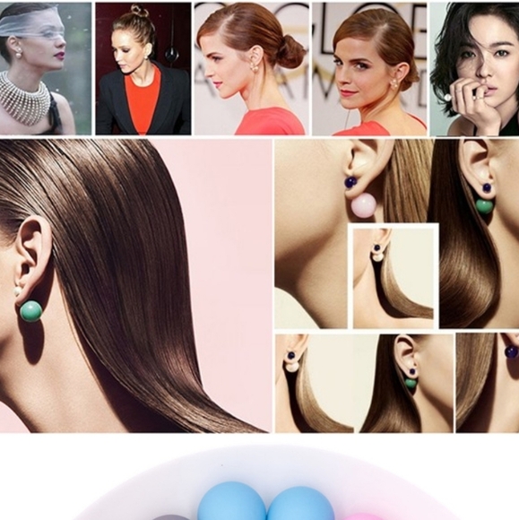 Double Sided Rubber Ball Stud Earrings 2 in One - Picture 2 of 5